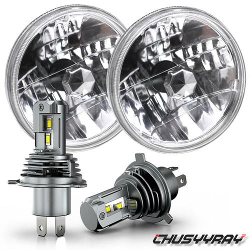 Pair led headlights - headlights, halo